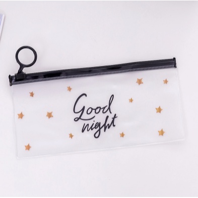 Tempat Pensil Transparan Zip Karakter Kosmetik Tempat Alat Tulis Zip 167-Kode E