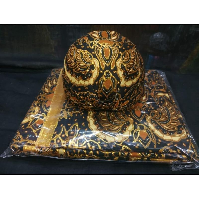 KAIN JARIK BATIK SET BLANGKON SOLO PRIA BAWAHAN TOPI ADAT JAWA TRADISIONAL FASHION BAJU COWOK PAKAIA