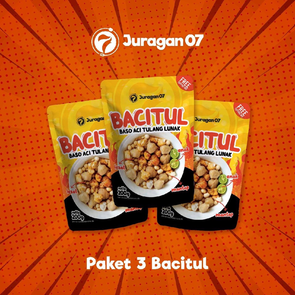 

JAJANAN 07. Paket isi 3 bacitul premium free toping mie