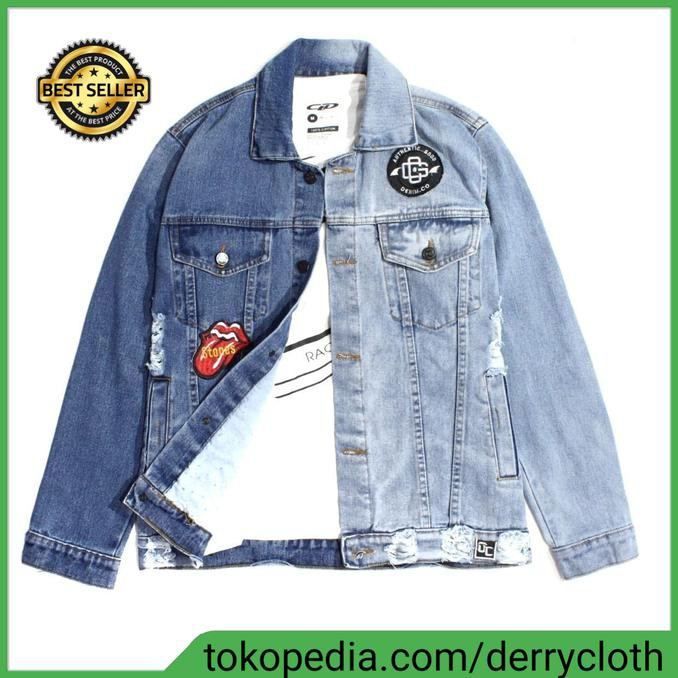 Jaket Jeans | Jaket Levis | Jeans Ripped | Jeans Polos | Jaket Sobek - Biru, L