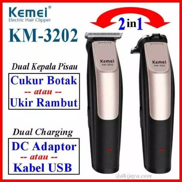 ALAT CUKUR RAMBUT ORIGINAL KEMEI KM-3202 SMART HAIR CLIPPER MODELLING PROFESIONAL HAIR CUT