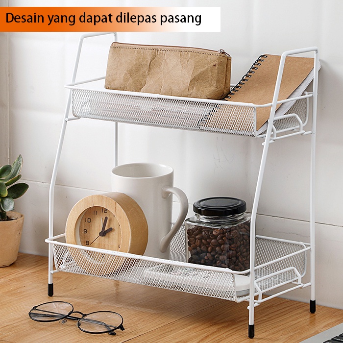 CY-0118 Rak bahan besi 2 susun yang dapat dilepas, dapat ditaruh dimeja, didapur, dikamar mandi untuk penyimpanan segara macam barang.