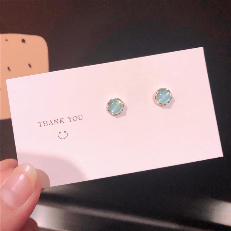 Candy Jewelry Fashion Geometric Crystal Opal Earring Colorful Round Heart Stud Earrings Triangle Square Ear Studs for Women Pink Green