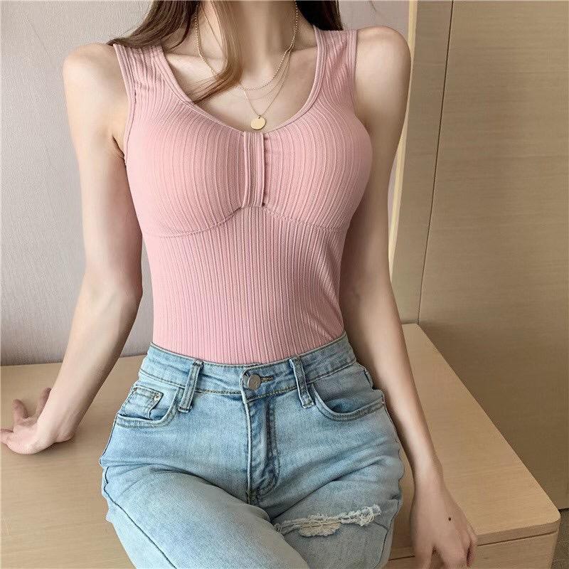 Feminin Tanktop Bra Kamisol Kaos Singlet Panjang Bahan Elastis-7