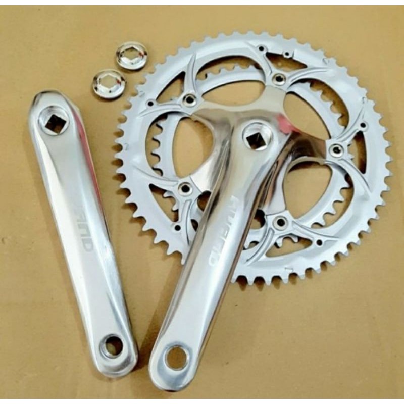 CRANK AVAND DOUBLE 52-42T CRANK BALAP CRANK SELI SILVER