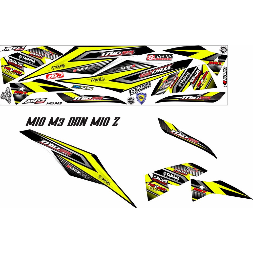 COD-VARIASI MOTOR YAMAHA MIO M3 MIO Z STRIPING/STIKER RACING VARIASI KUNING HITAM