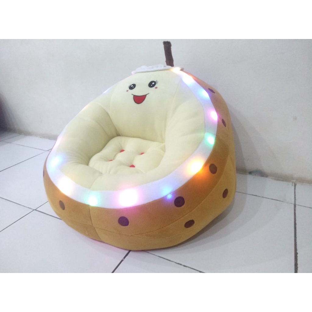 Sofa anak karakter Boba plus lampu LED Sofa Lucu