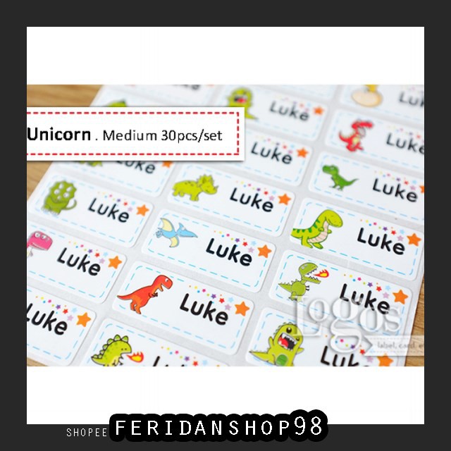 

BT826 DINOSAURUS MEDIUM. SPECIAL BEST EDITION. STICKER LABEL NAMA ANAK WATERPROOF BY FERIDANSHOP98