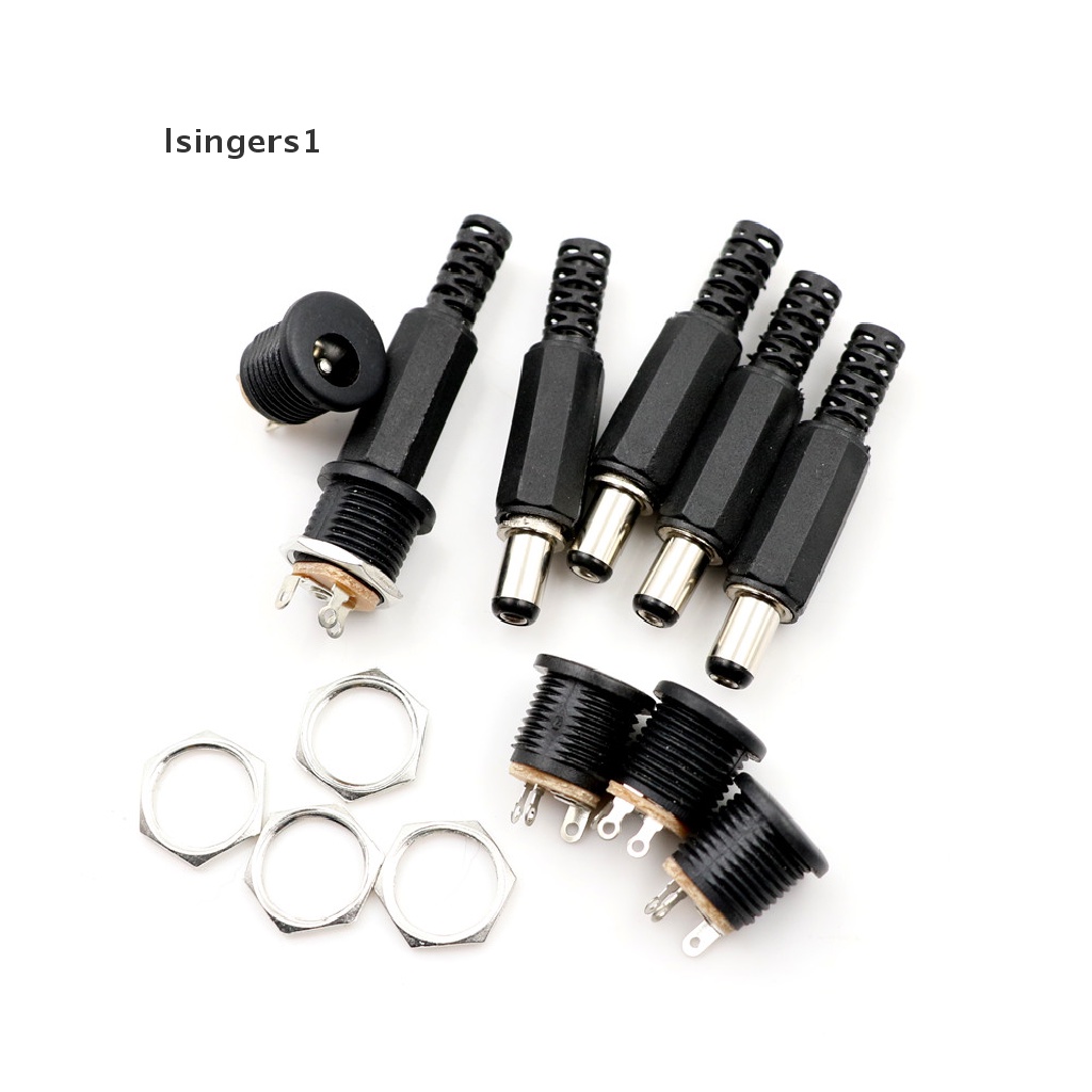 (lsingers1) 10pcs Konektor Power Plug DC Male Female 5.5mm x 2.1mm