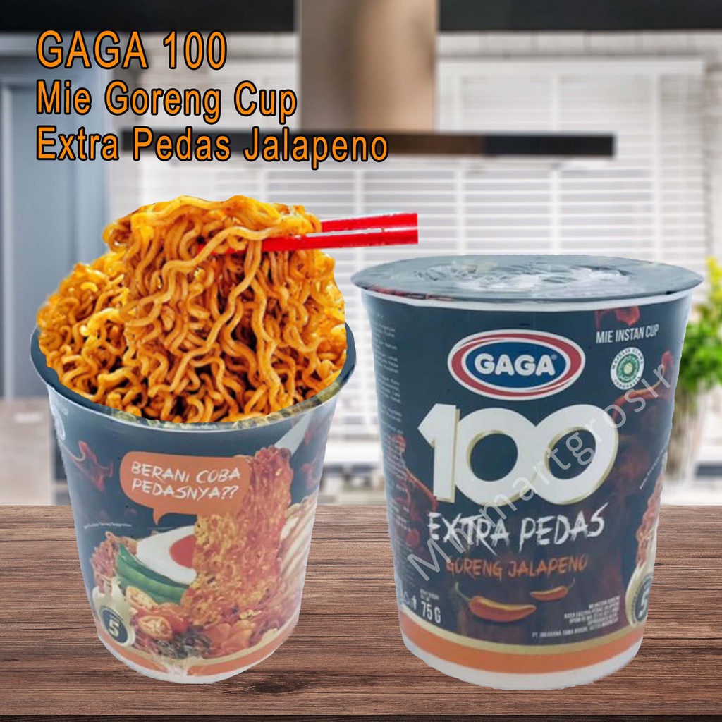 GAGA 100 / Mie Instan Cup / Ekstra Pedas / Goreng Jalapeno 75g