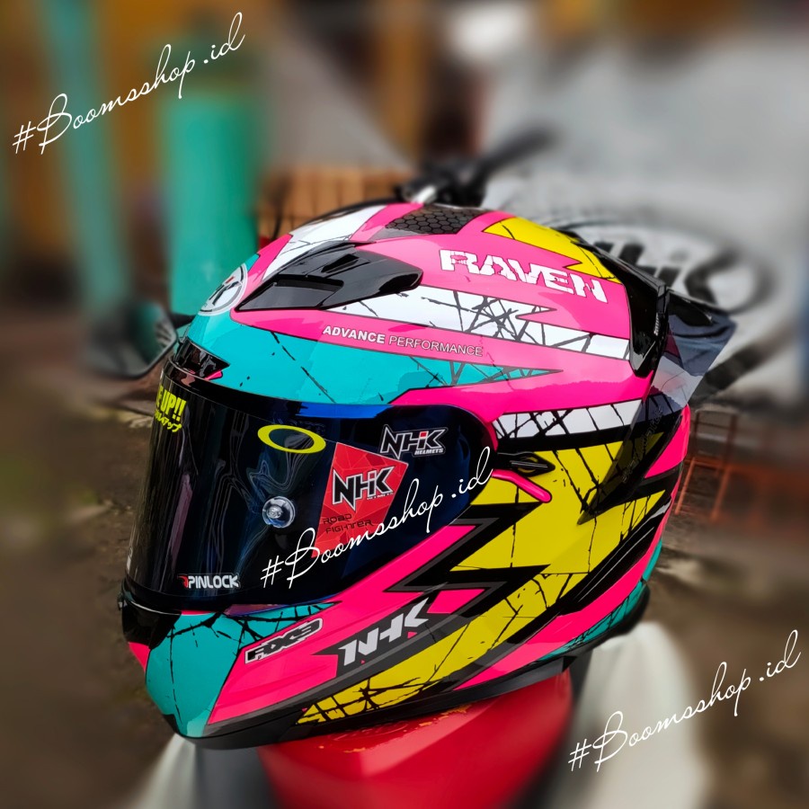 Helm Nhk Rx9 Raven Pink Yellow Tosca Full Face Double Visor Paket Ganteng