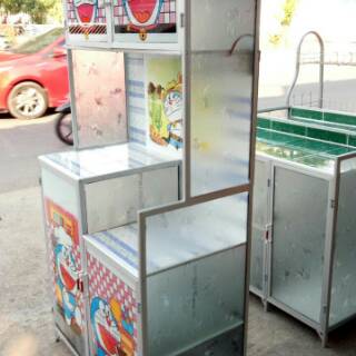  Rak  Piring  Aluminium Magic Com 2 Pintu Motif Doraemon  