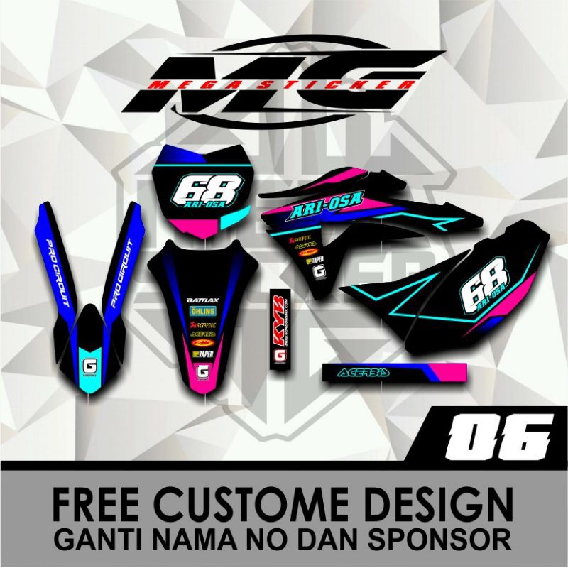 DECAL STICKER  KLX GORDON TOSCA PINK STABILO