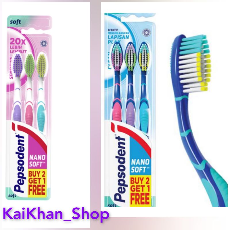 Pepsodent Sikat Gigi Double Care Sensitive / Clean 3pcs (MiX Warna)