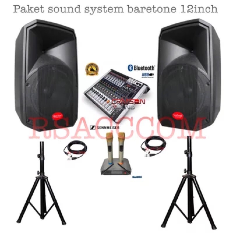 PAKET SOUND SYSTEM BARETONE 12inch mixer crimson 8channel