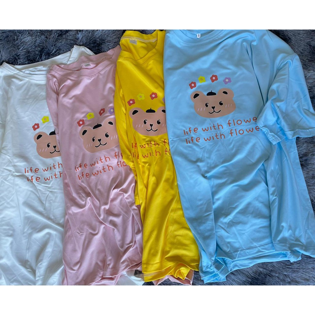 TC -Tshirt Oversize Wanita Motif Bear Chic  - 100% Import