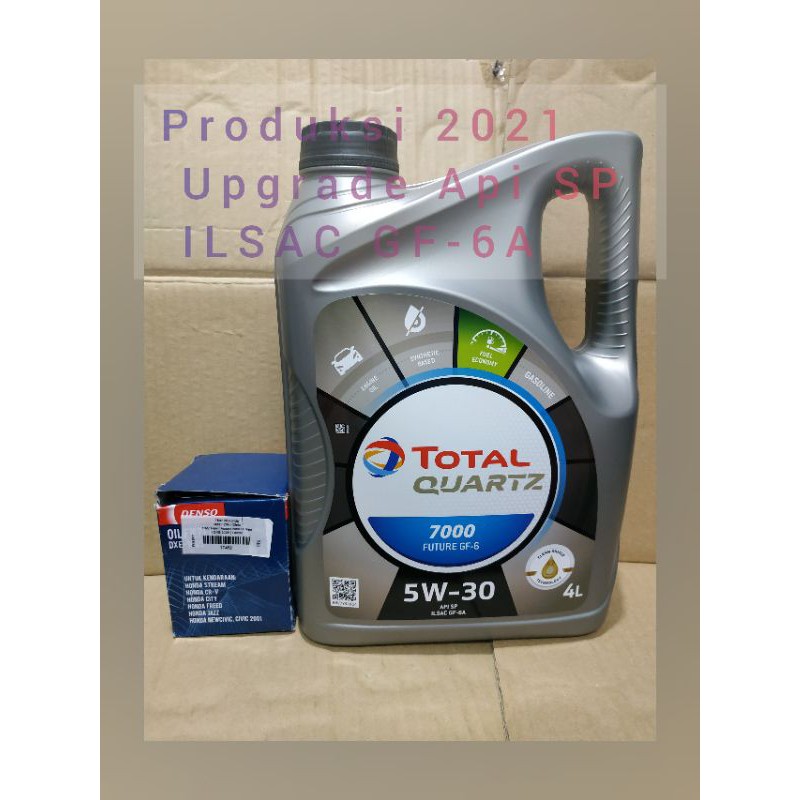 Paket oli mobil total 5w-30 4L & filter oli honda