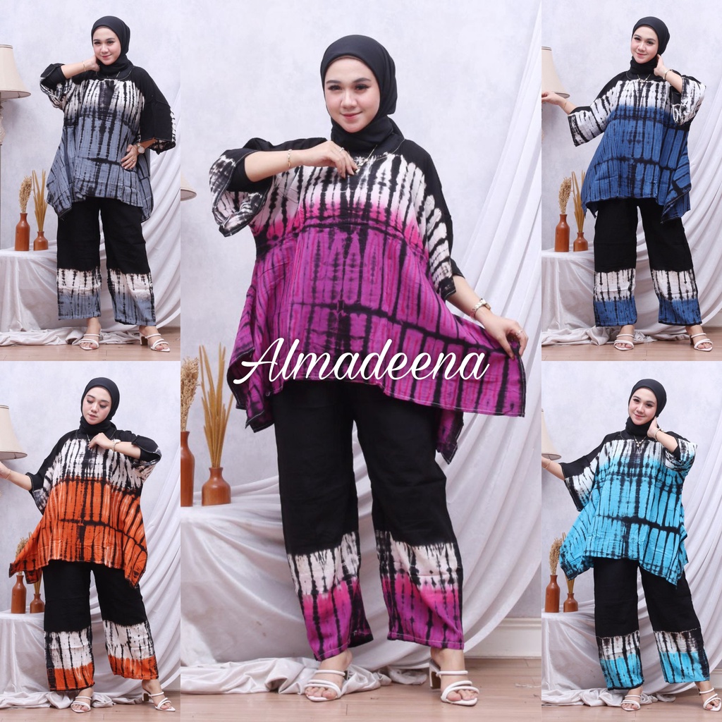 SETELAN ONE SET TIE DYE SET WAKA PELANGI JUMPUTAN WAKA BUSUI FRIENDLY / DASTER ARAB RENDA DASTER POL