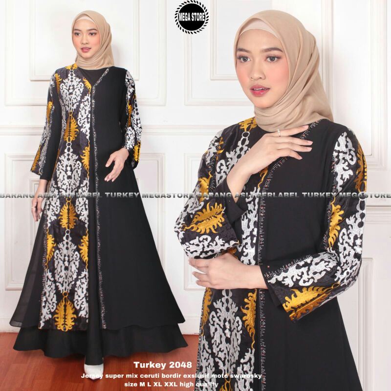 Size M. L. Xl. Xxl Mega Store Turkey 2048 Jumbo Best Seller Gamis Maxy Super Mewah Termurah Dress Po