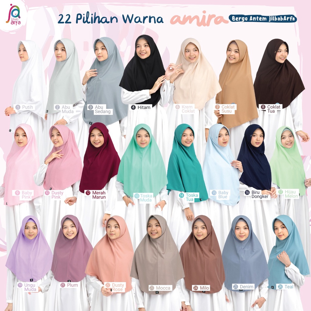 Jilbab Afra ( Jilbab Arfa ) Bergo Amira Pet Antem Size L - Jilbab Instan Bahan Kaos Adem dan Lembut