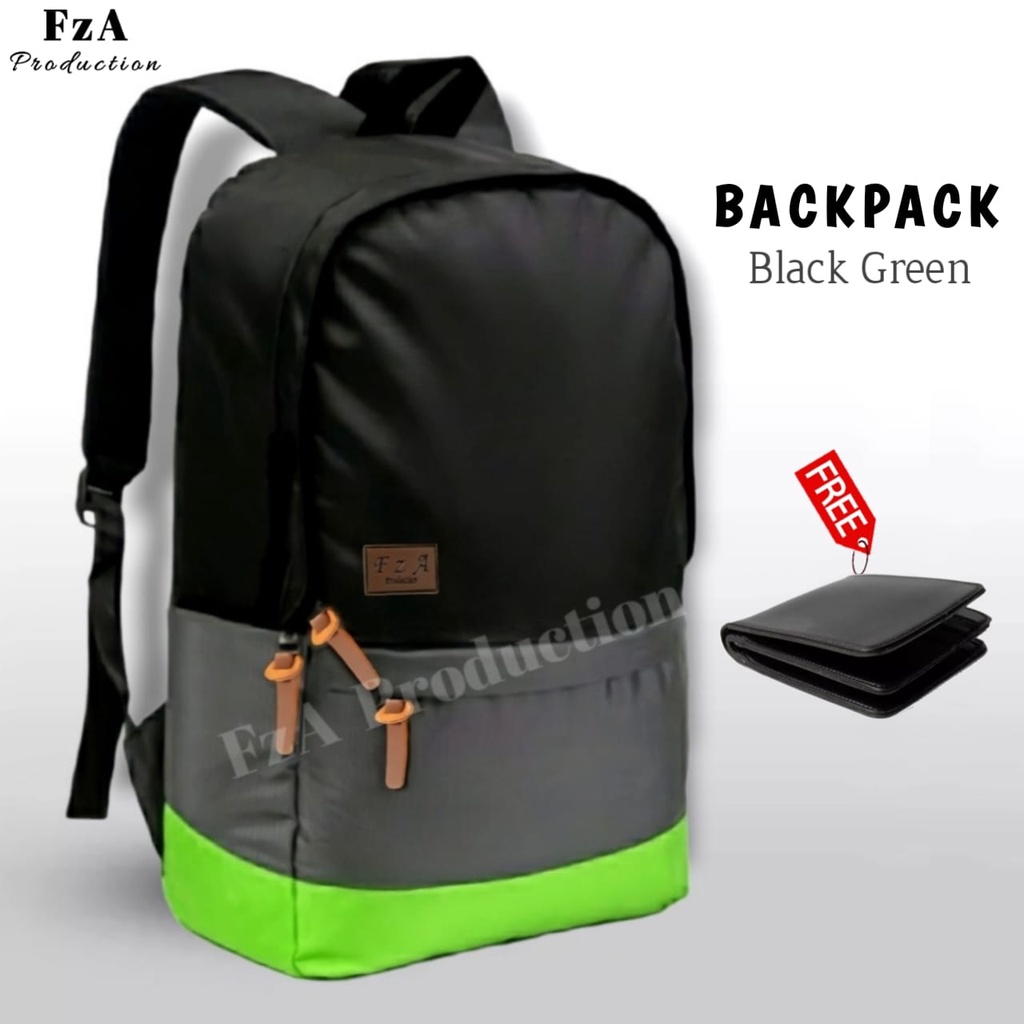 Tas Ransel Punggung Distro Casual Pria Wanita / Tas Ransel Laptop Original - FzA Gratis Dompet BUY 1 GET 1