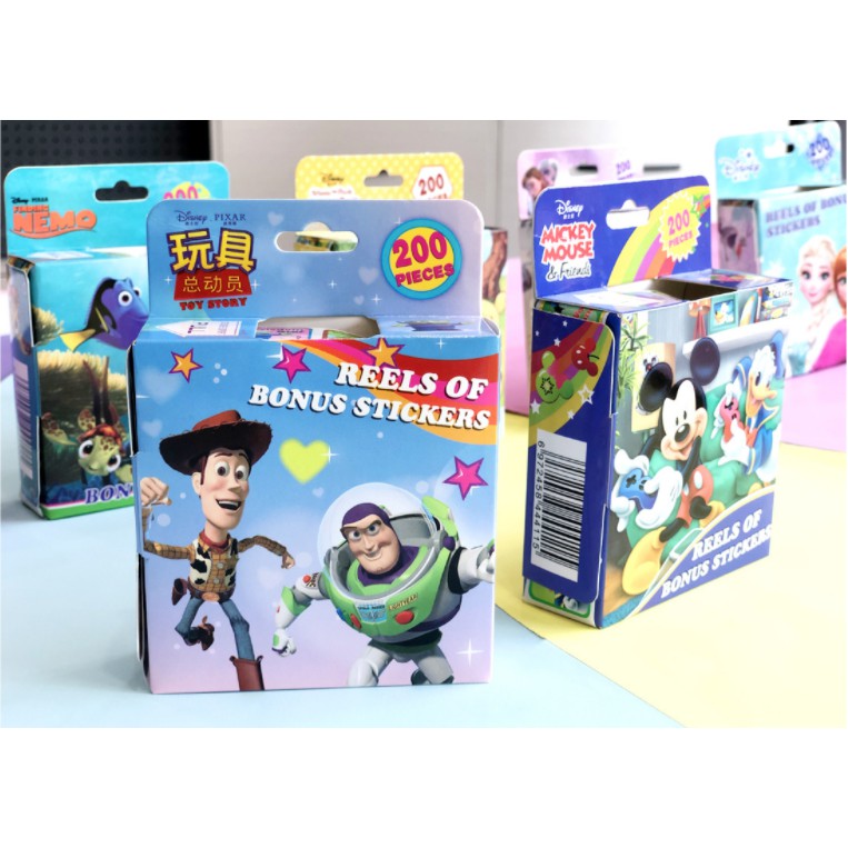 Stiker ROLL Anak Karakter Kartun / Sticker Disney Princess / Sticker ROLL Disney Isi 200 Reward Stiker Karakter Kartun Princess / Bonus Sticker Reward Karakter Mickey / Stiker Bonus Anak Kartun Nemo