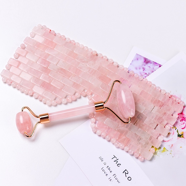 Gua Sha &amp; Roller Facial Massage - Rose Quartz