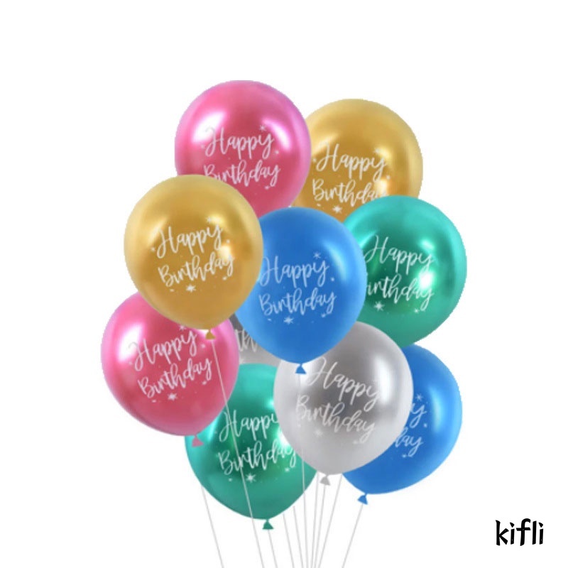 Balon Latex, Tulisan, Happy Birthday, 12inchi