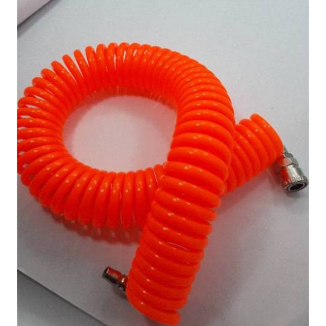 Selang Kompresor Spiral 12M/ Selang recoil hose plus coupler nepel