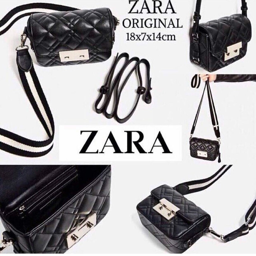 Tas wanita Supplier grosir tas wanita branded ZARA DIUBLE LOCK ORI - Hitam