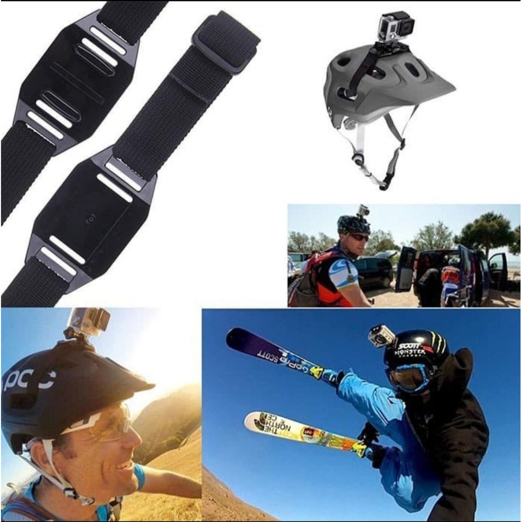 Bicycle helmet strap helm sepeda action cam mount gopro