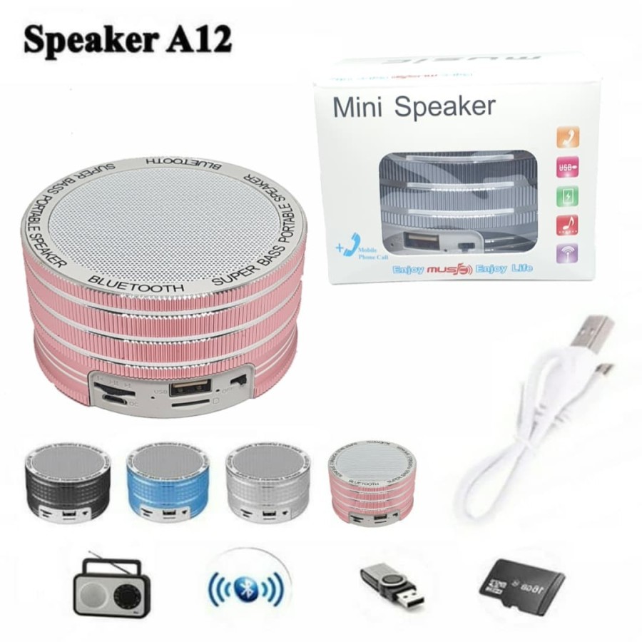 Speaker Bluetooh Mini Wireless A12 Bahan Metal