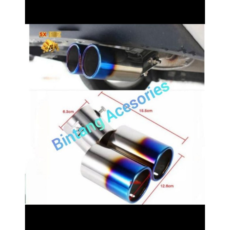 Mufler Ujung Knalpot Mobil GRAND AVANZA XENIA VELOZ 2 Lubang Pelangi