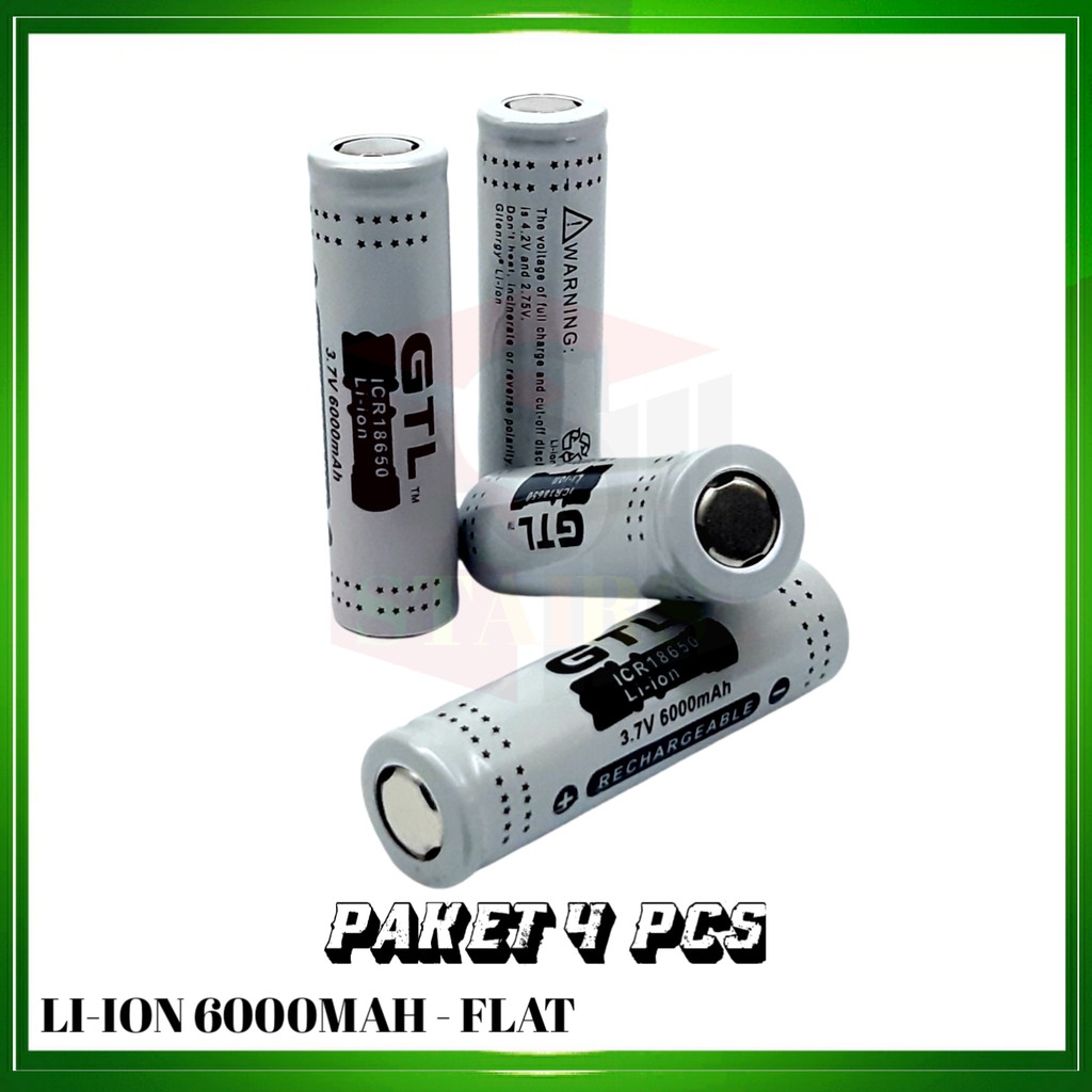 Batre Cas Untuk Senter Swatt, Vape Lithium 18650 Li-ION 3.7V - 6000mAh Paket Warna Gray 4pcs