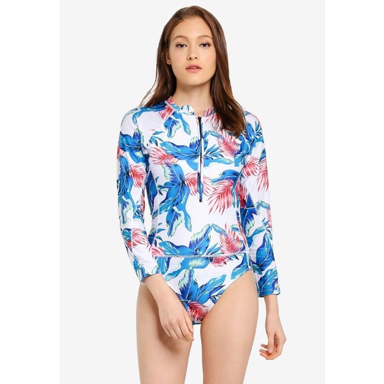Rashguard Tripical Wanita/Baju Renang Wanita/Baju Renang Lengan Panjang