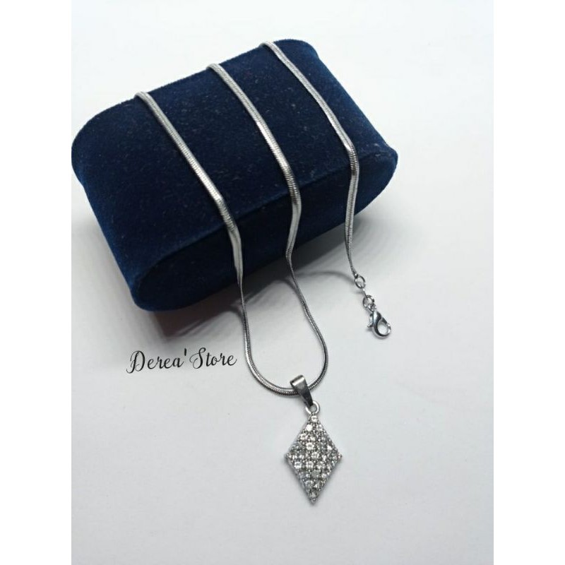kalung titanium liontin mutiara/kalung wanita/kalung