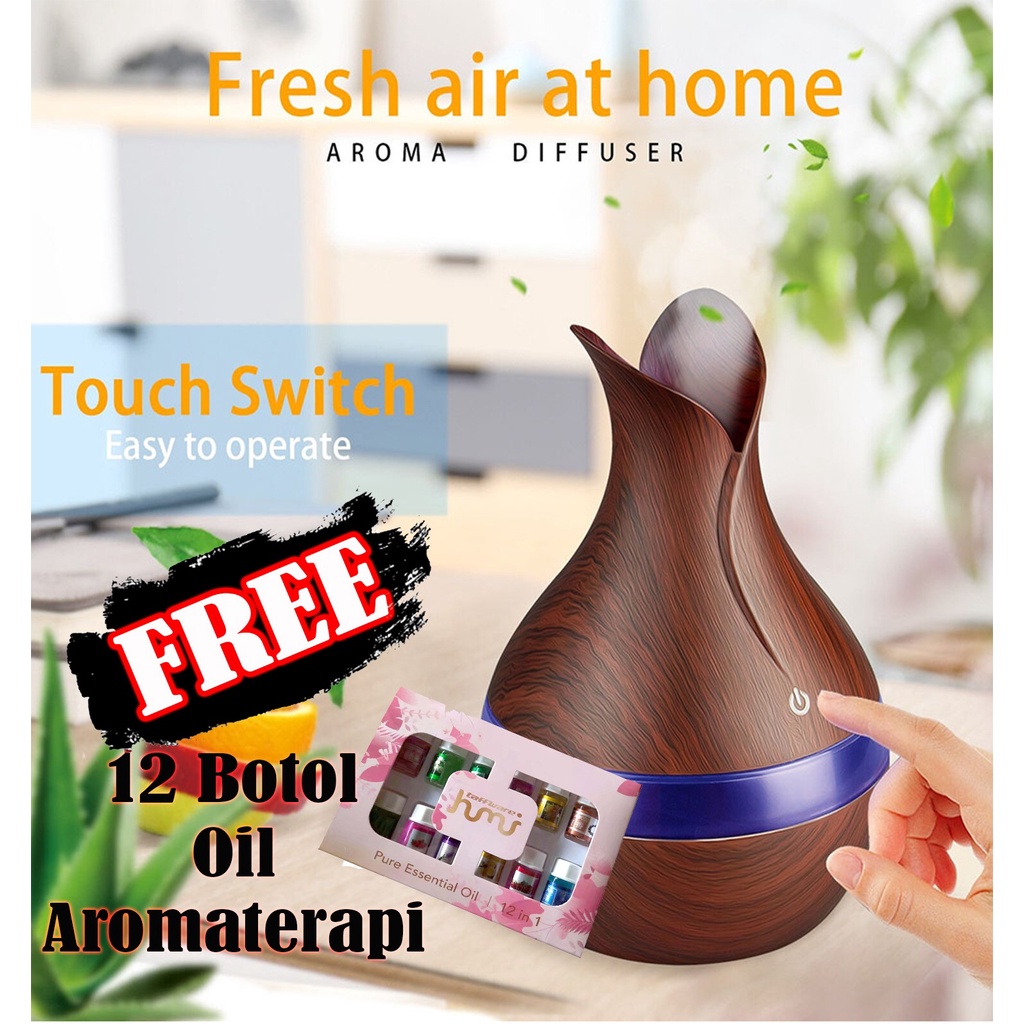 Humidifier Diffuser Aromaterapi Essential Oil Aromatherapy Disfuser Ultrasonic Pelembab Udara Pengharum Ruangan