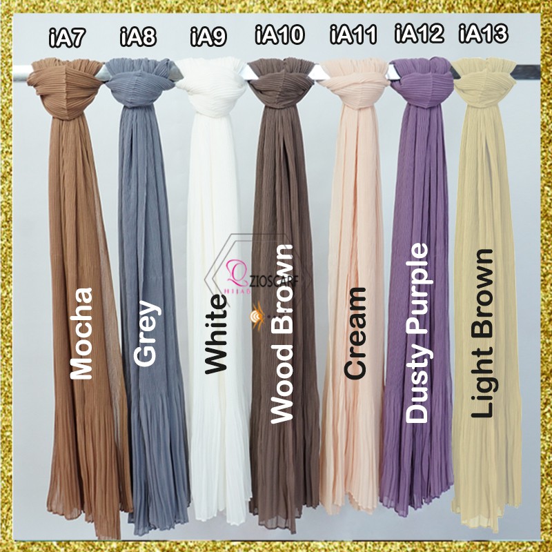 Pashmina Plisket Rumbai kualitas premium butik crush bubble chiffon Half Pleated shawl A57 prisket