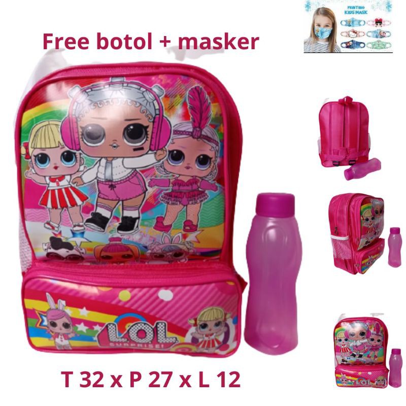 TAS KARARTER ANAK PEREMPUAN / LAKI-LAKI / SD / TK  / PAUD/ FREE BOTOL MINUM / FREE MASKER