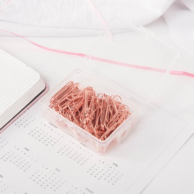 {LUCKID}120pcs Boxed Rose Gold Paper Clips Creative Metal Bookmark Office