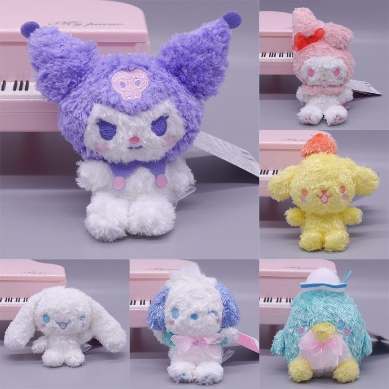 Kuromi My Melody Plush Keychain Soft Mini Stuffed Doll Handbag Backpack Pendant