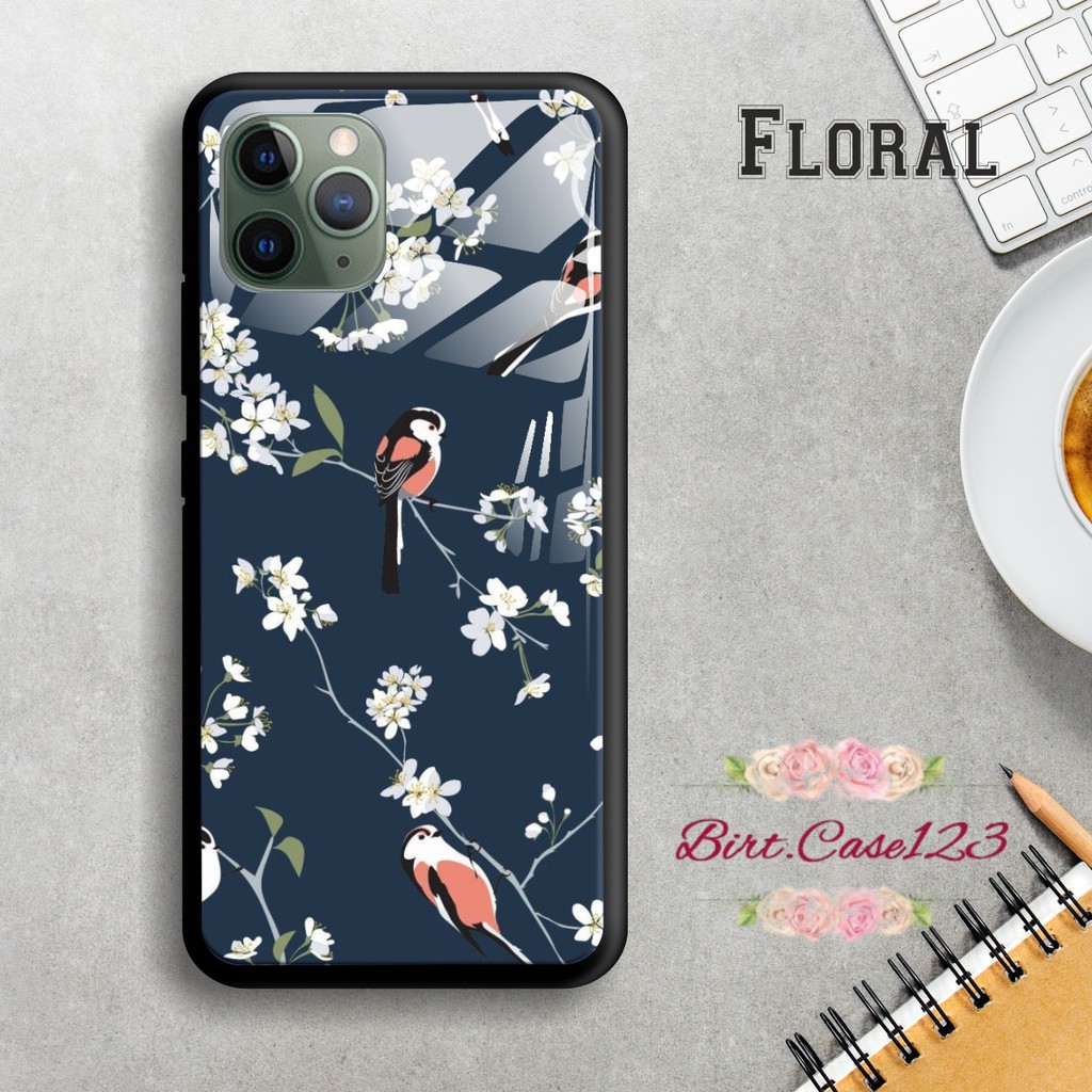 Back case glass FLORAL Samsung J2prime G530prime A01 CORE A20 A30 A20s A50 A50s A21s A01 A11 BC1406