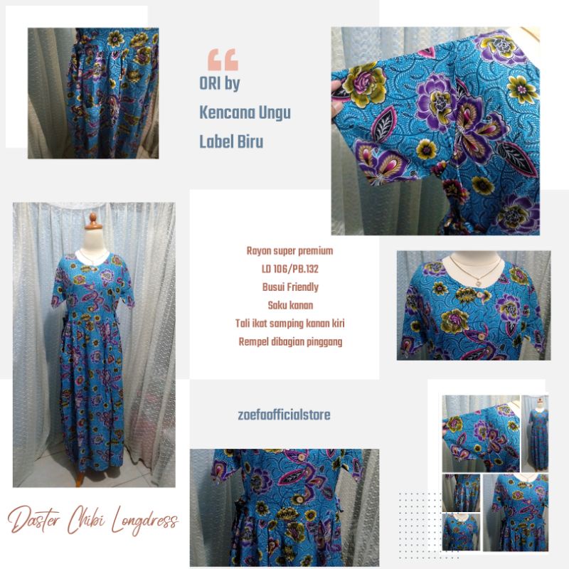 New No PL - Daster Chibi Kencana Ungu Rayon Super Premium