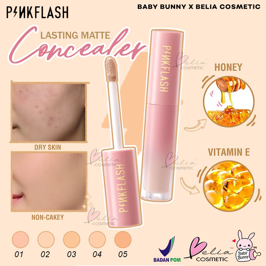 ❤ BELIA ❤ PINKFLASH Lasting Matte Concealer | Pink Flash Liquid Concealer Tahan Air Tahan Lama BPOM PF-F04