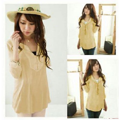 Jual Grosir Baju Fashion   [Blouse Vinley Kuning SW] blouse wanita rayon bangkok kuning