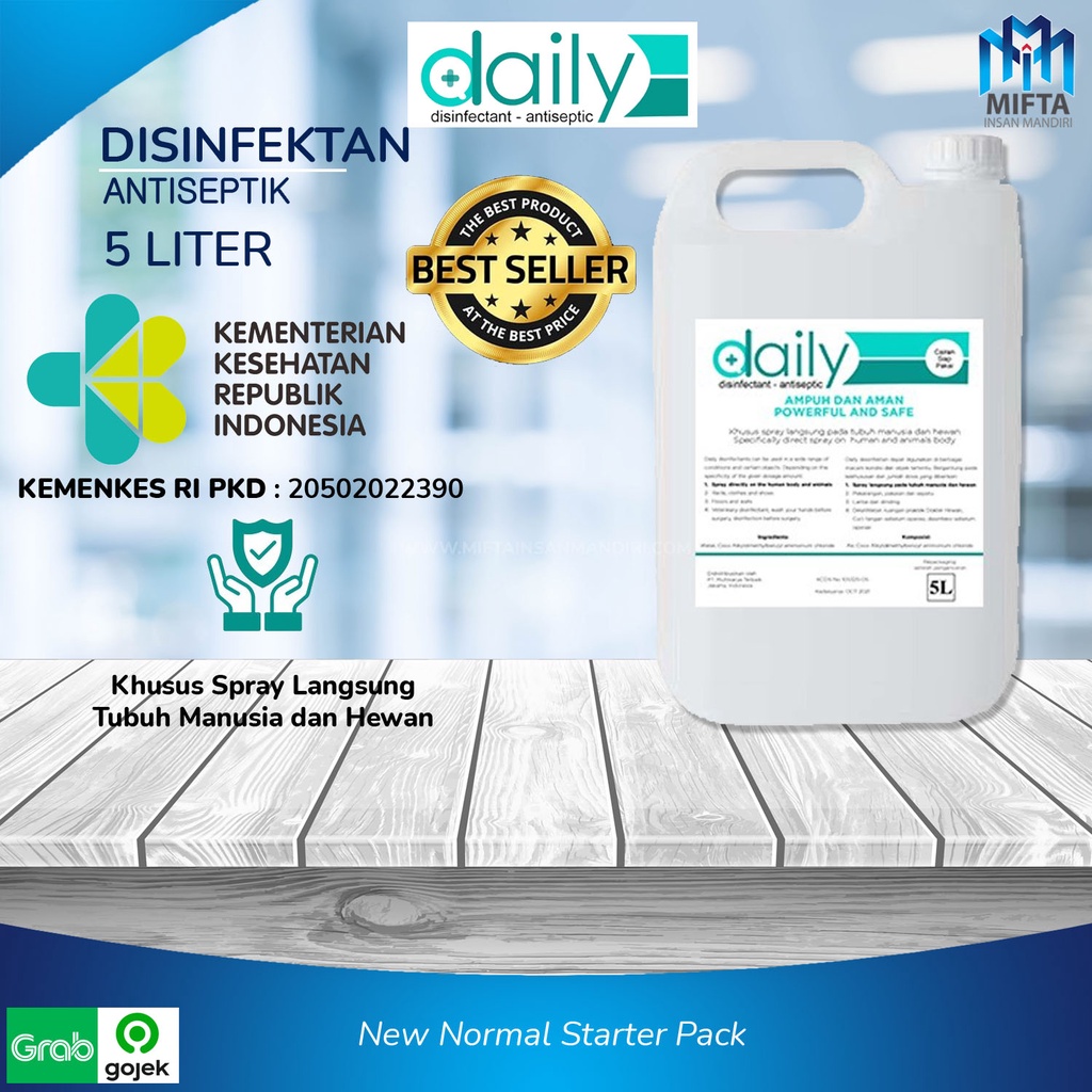 DESINFEKTAN DAILY REGULER DESINFEKTAN 5 LITER KHUSUS GRAB DAN GOSEND / DAILY DISINFEKTAN 5 LITER