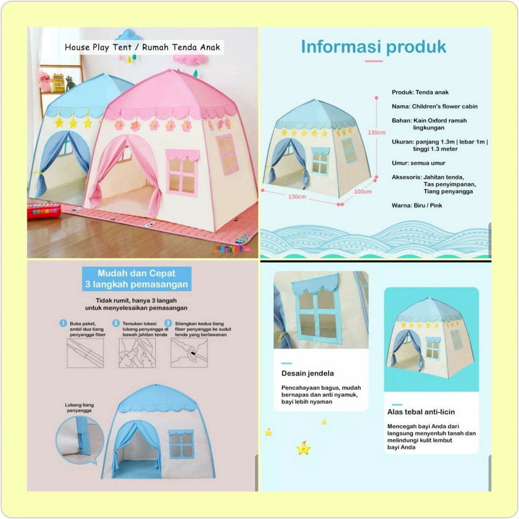 Tenda Camping Bermain Anak Model Rumah House Play Tent