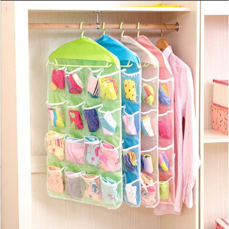 Storage Bag Gantung 16 Kantong Hanger Organizer Underwear Pouch (wn67)