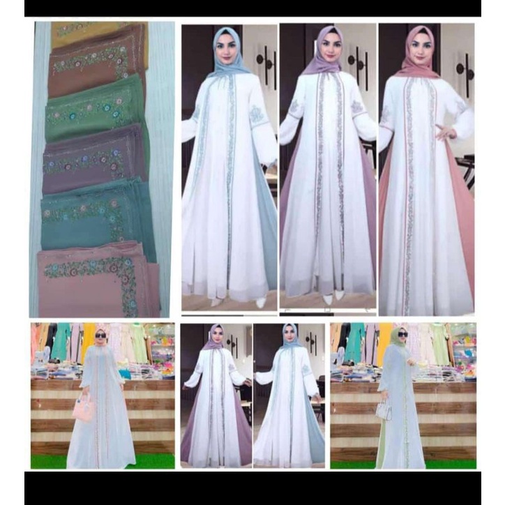 Gamis Larosa putih Original biru, purpel, hijau, dan mocca