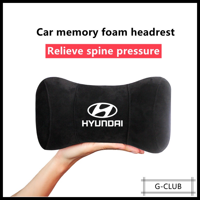 G-club Bantal Leher Bahan Kulit Rusa Memory Foam Untuk Headrest Mobil Hyundai